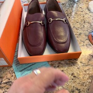 Miz Mooz Paulina Leather Loafers in Bordeaux with Gold Bit